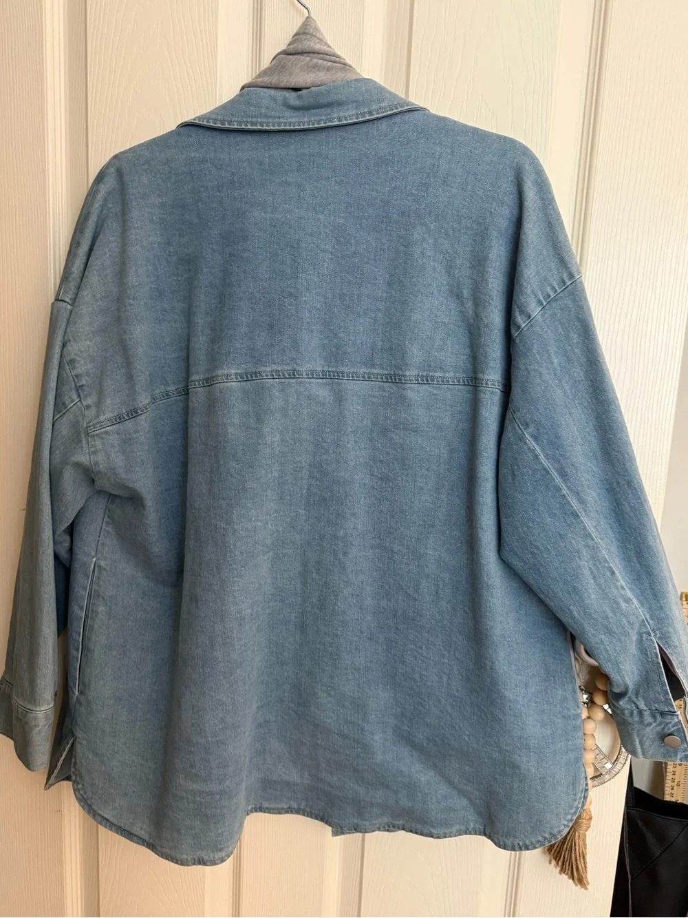 Central Park West Denim Hoodie Jacket Removable Liner Size S NWT